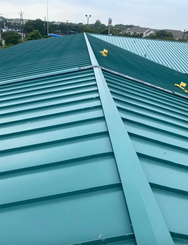 Green commercial metal roof ridge and valley for Metal Roof Repair in Key Biscayne